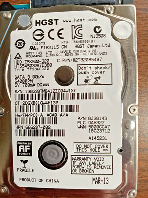 HGST #Z5K500 320GB  5400RPM SATA 2.5'' Laptop HDD Hard Drive (4)