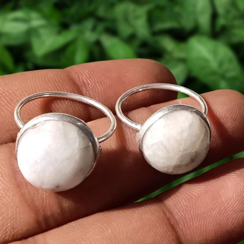Bague Argent 925 Et Pierre De Lune Ovale - BA-AR-653 - Taille 48 - Délicatement Doux