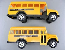 Vintage 1980's American Plastic Toys #740 Yellow 13" School Bus Lot (2) Mfg. USA