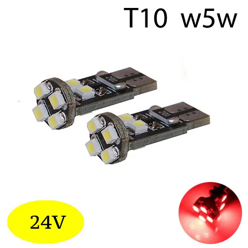 2 Light Bulbs LED 24v w5w T10 for Truck Heavyweight Truck Night Lights Red