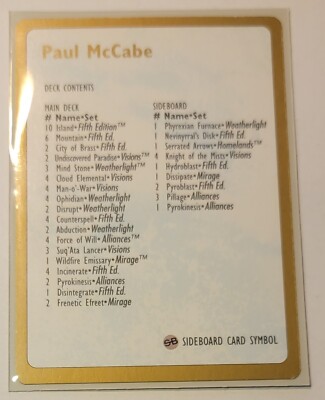 vintage MTG Magic the Gathering World Championship 1997 Paul McCabe Cards