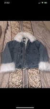 Denim Fur Collar And Cuffed Jacket