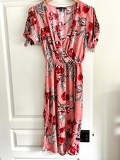 Womens Floral V-Neck Wrap Midi Dress One Clothing Los Angeles S