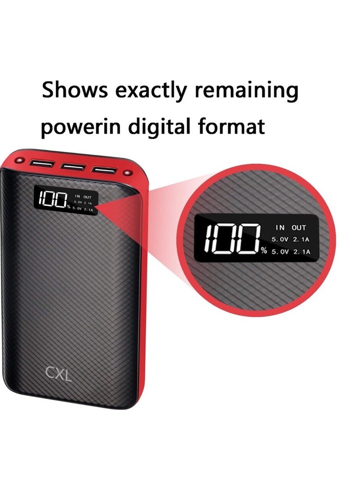 24000mAh Power Bank with LCD Display & Dual Flashlights - High Capacity Portable Charger  