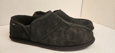UGG Men's Suede and Shearling Lined Black Slip-On Slippers Size 11