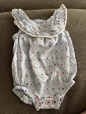 Cat & Jack Baby Girl Romper ~ Red White Blue Dot Size 3-6 Mos