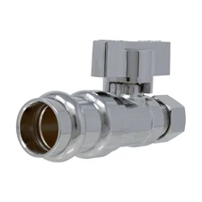 1-5 PACK 1/4 Turn Straight Stop Valve Chrome Brass 1/2" Press x 3/8" OD Comp