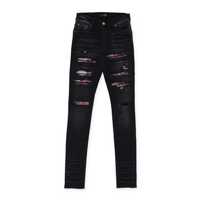NWT AMIRI AGED BLACK TIE DYE BANDANA THRASHER JEANS SIZE 33