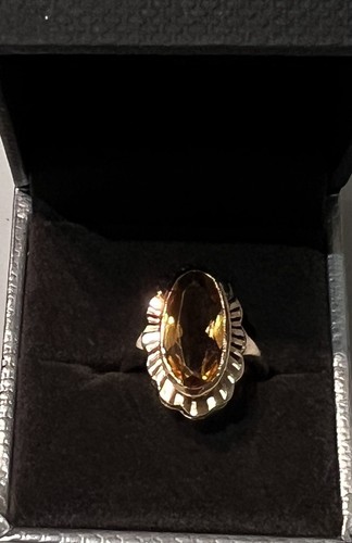 9ct Gold Citrine Dress Ring Size L - Picture 7 of 11