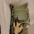 Ceramic Planter with Bird and Leaf Design, Glossy Finish, Green Beige Black
