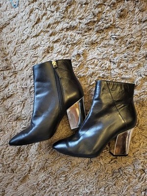 Women Nine West Boots Black Leather 36 #BE8U