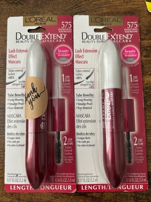 2X LOREAL Double Extend Lash Beauty Extension Effect Mascara 575 Blackest Black