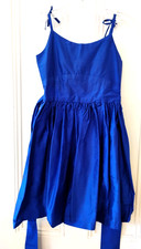 Flower Girl Dress Blue Silk - Made in USA Designer Sample