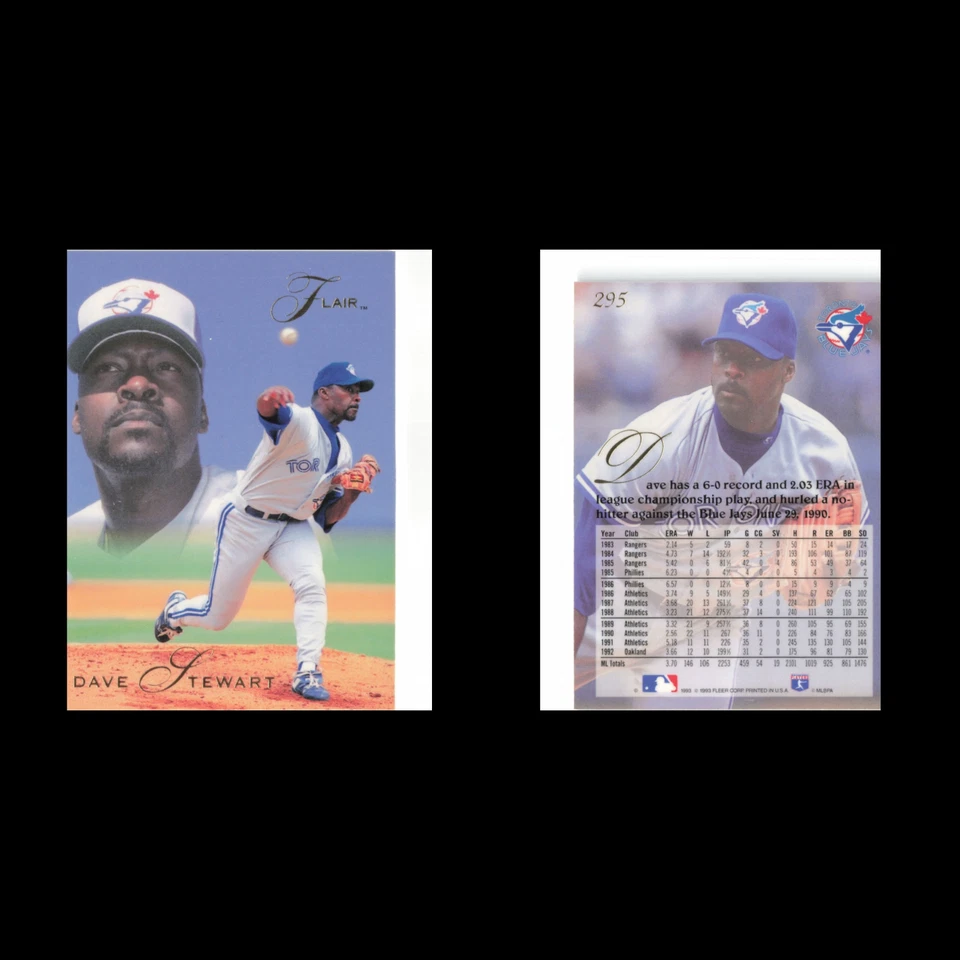 Dave Stewart #295 1993 Flair Toronto Blue Jays Baseball Card MLB NM - Image 3 of 3