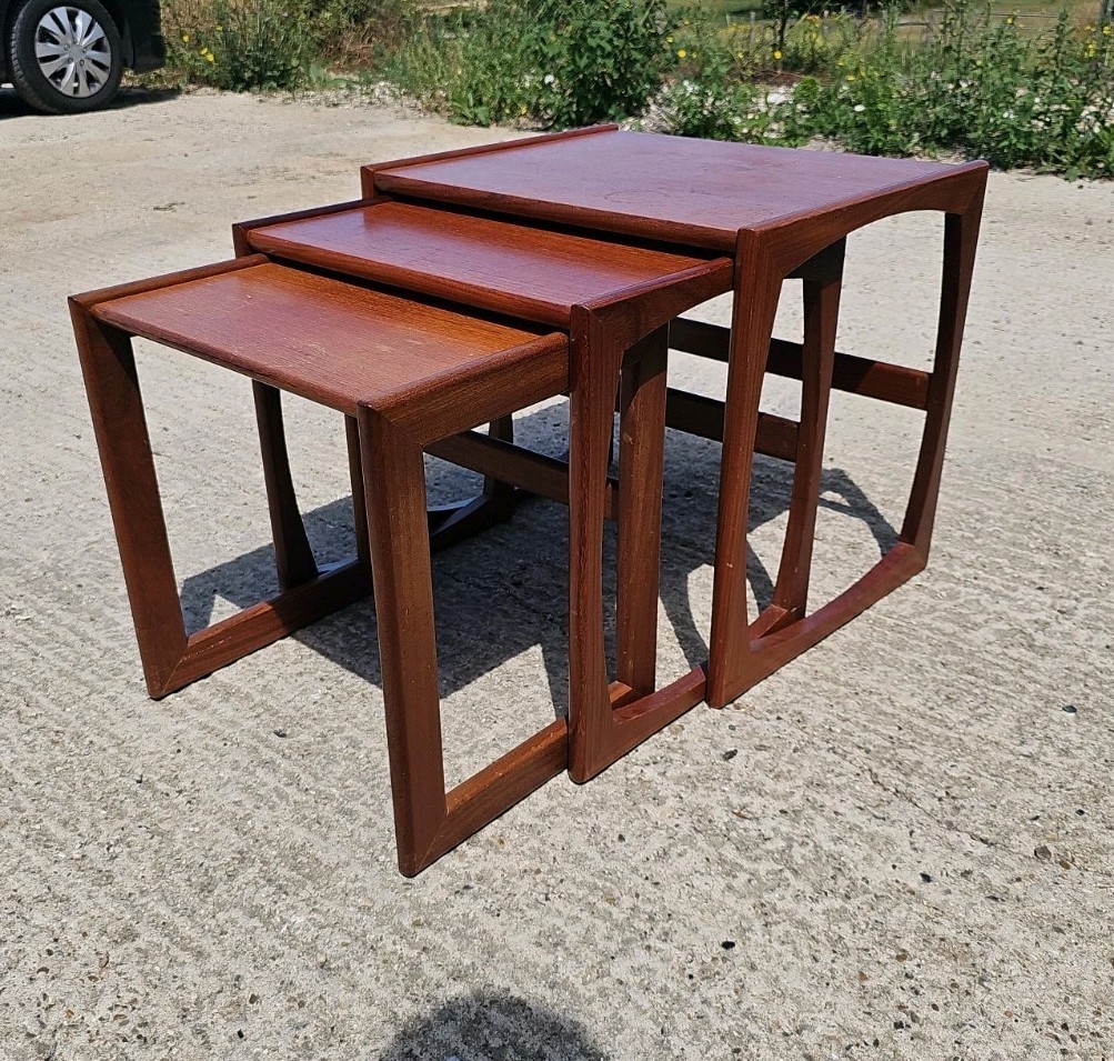 G Plan Vintage Mid Century Quadrille Nest of 3 Tables Teak Fair Condition — image 4