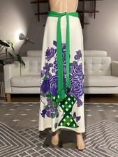 Vintage 70's Alfred Shaheen Hawaiian Belted Maxi Skirt Bright Floral