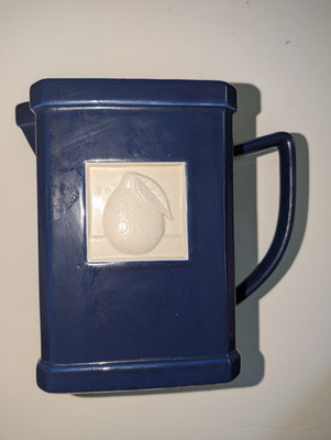 TILEWARE Cobalt BLUE Large Kitchen Jar 7 1/2'' Tall Pitcher Container Orange Tile