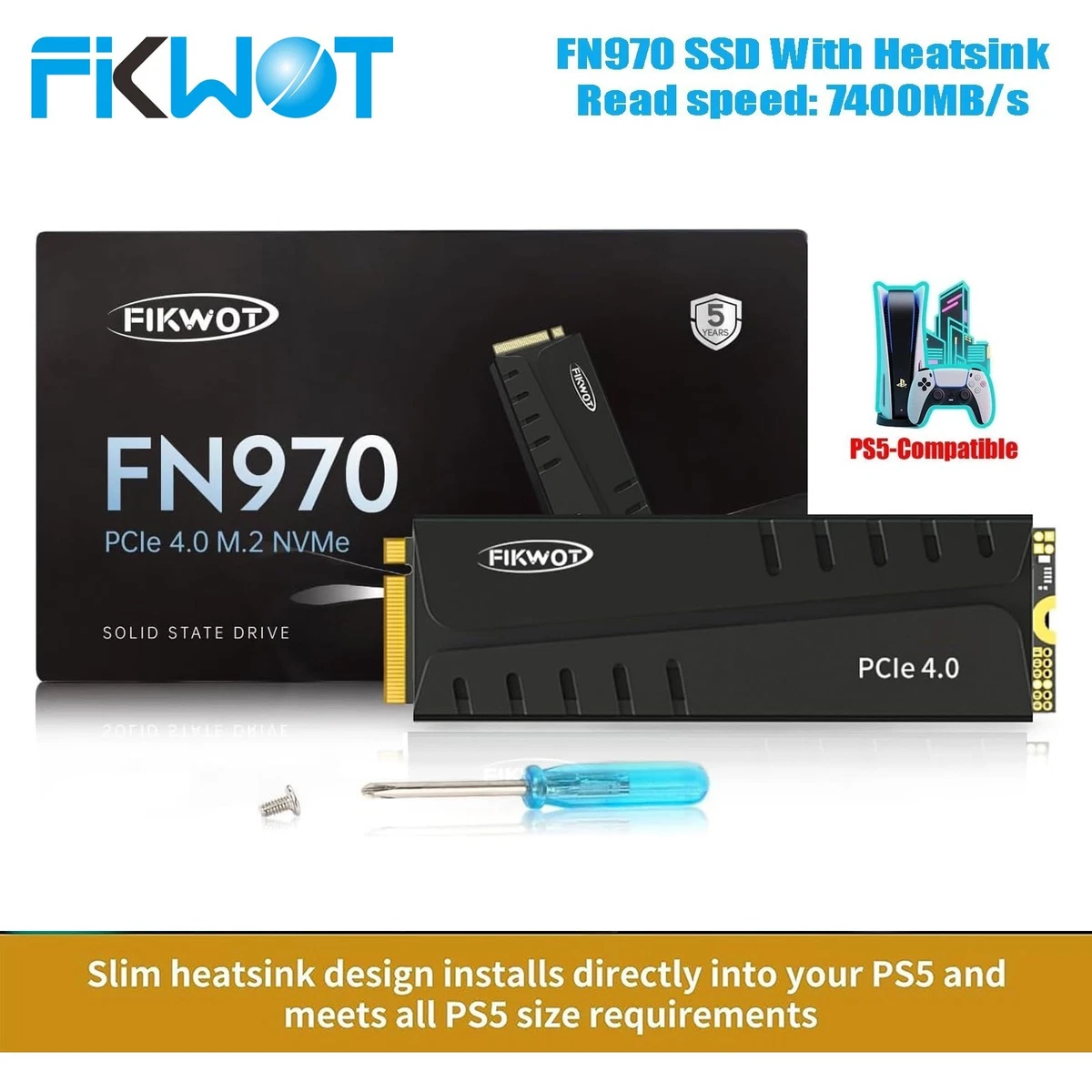 Fikwot M.2 SSD 1TB 2TB 4TB NVMe PCIe 4.0 PS5 SSD Hard Drive With