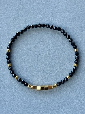 Schwarzer Turmalin Armband   3 mm Heilsteine, Schutz, Handgemacht, Geschenkidee