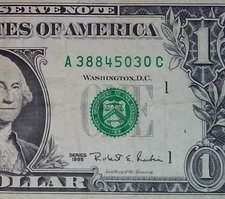 **WEB PRESS NOTE** ((EXPERIMENTAL)) $1 1995 Plate #1/10 Federal Reserve Note