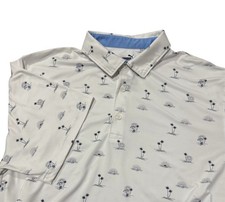Puma Cloudspun Horizons Golf Polo White tropical palm tree print Size XL Logo