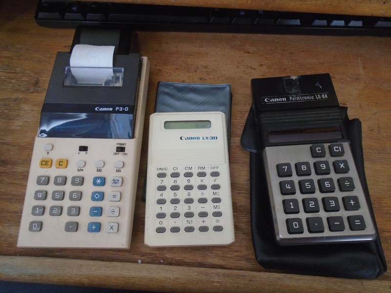 Lot of 3 Vintage Canon Calculators P3-D Palm Printer Palmtronic LE-84 LX-30 READ