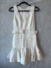 Zimmermann Super Eight Safari Linen Mini Dress Sz 1 8UK S Ivory Classic Preppy