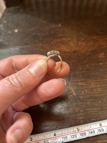 Vintage 18 kt Gold und Platin Ring mit vier Diamanten Ewigkeit Verlobung Hg&s 3,2 g - Bild 2 von 8