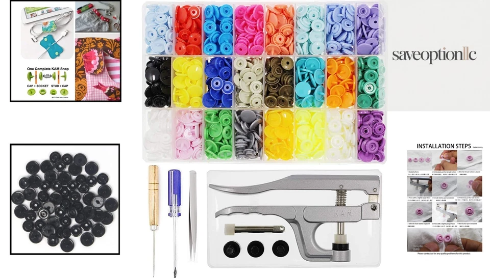 Colorful 384 KAM Snaps and Tools - Perfect for No-Sew Clothing and Diaper Fixes - Image 2 of 4