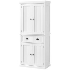 72" Tall Kitchen Pantry Cabinet with Storage Doors and Adjustable Shelves White