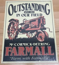 McCormick-Deering Farmall Metal Sign. 12.5”x16”, USA. Vintage Tractor Decor.