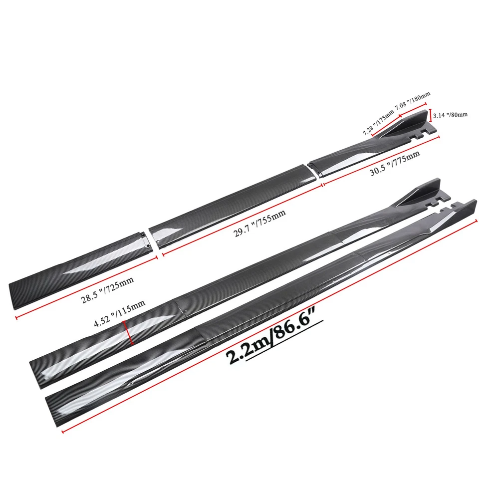 86.6“ Carbon Fiber Side Skirt Rocker Panel /Splitter Lip For Honda Civic Del Sol - Image 3 of 4