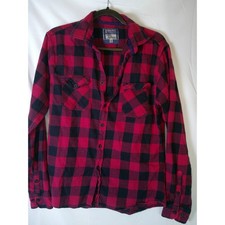 Lot of 2 Red and Black Buffalo Plaid Flannel Shirts Mens Long Sleeve Size Medium