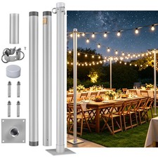 Shade Sail Pole 8Ft Awning Deck Patio Backyard with Pole Bracket Clamp Powder