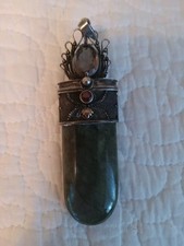 VTG Ruby Moonstone Topaz Sterling Pendant Trinket Box Poison Safety Clasp EUC 