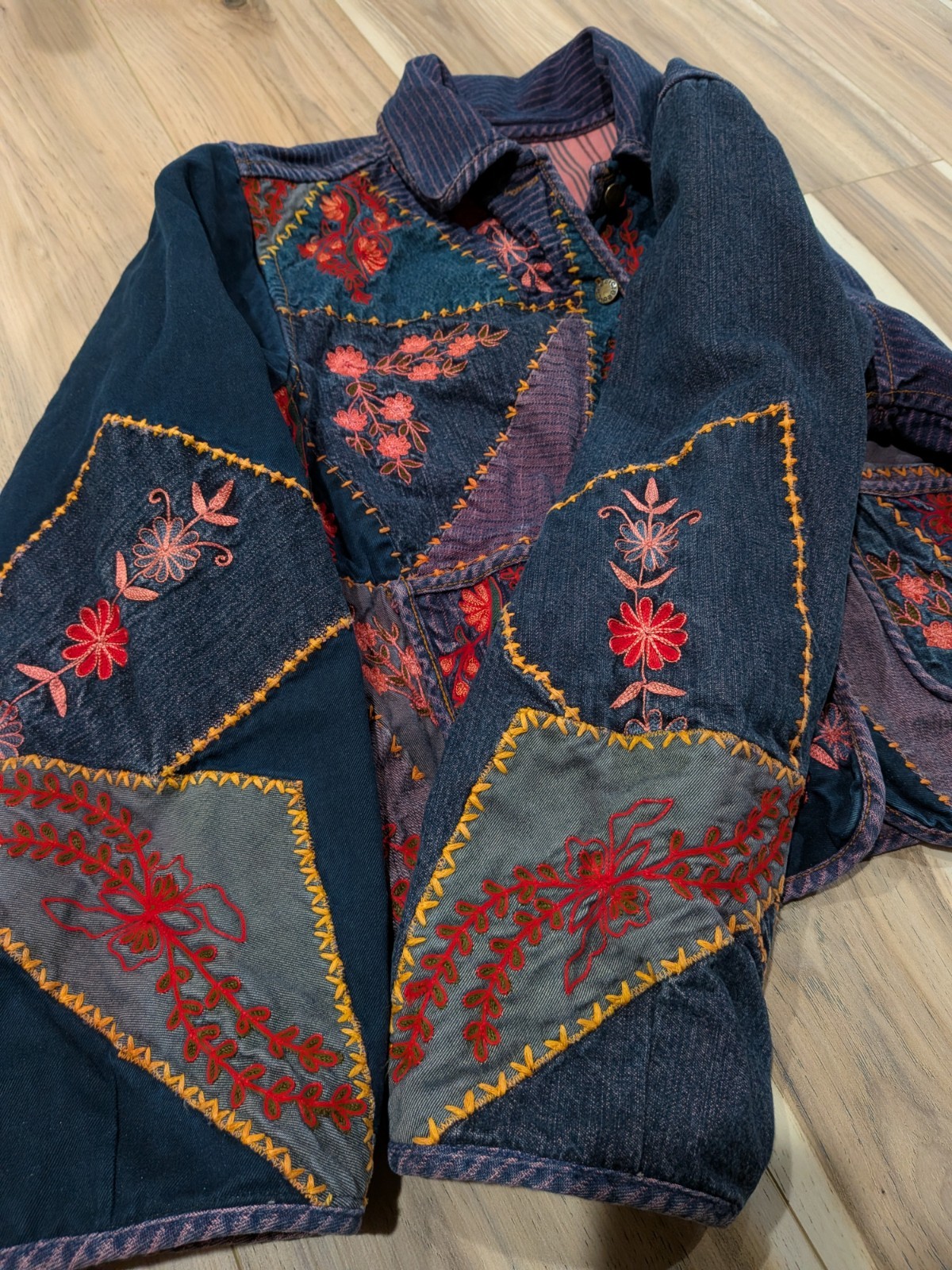 C:eed Reversible Patchwork Quilted Jacket Silk Sz… - image 2