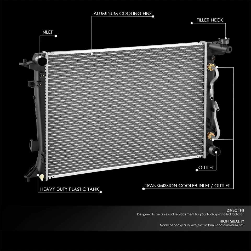 Radiador de núcleo de aluminio estilo OE 3,8 L DPI 13151 para Hyundai Genesis Coupé 10-12 Foto 2 de 4