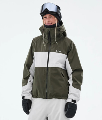 Dope Spartan Damen Ski Snowboard Jacke - Olivgrün/Grau SMALL UVP 174,99£