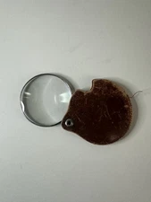 Vintage Pocket Magnifying Glass With Protective Leather Case 