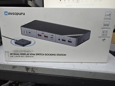 Minisopuru Switch für Laptop & Desktop Switch Dual Monitor m. 4K@60Hz 15W Ladung
