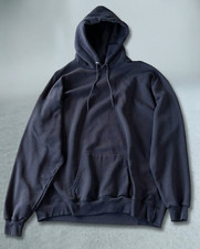 Mens Plain Black Hoodie Sweatshirt Size: L Pullover Blank Fleece Streetwear