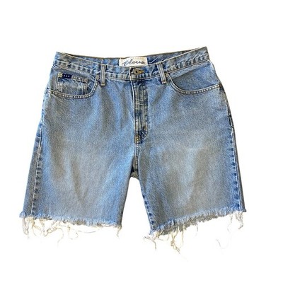 VINTAGE EXPRESS BLEUS Cut Off Fringe Hem Jean Shorts Size 12 14 Classic 90s