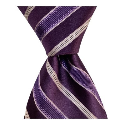 ROBERT TALBOTT Carmel Men's Silk Necktie USA Designer STRIPED Purple/White EUC