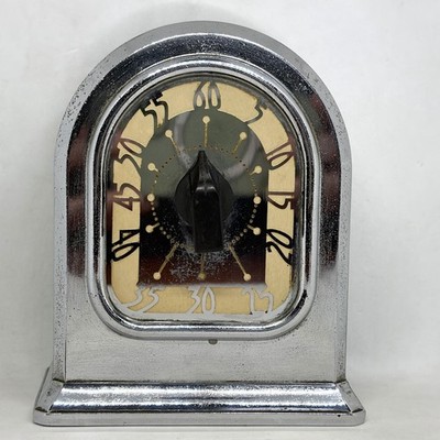 Antique Art Deco Kitchen Timer Chrome Bakelite Knob Heavy Duty 1920s Prop Works