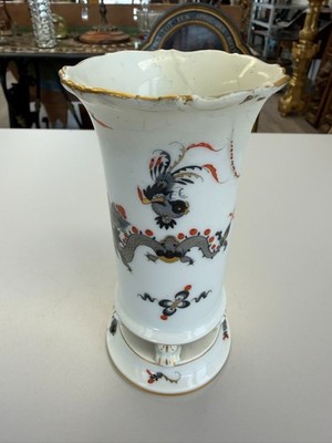 Meissen Vase Trichtervase Schwarzer Drache Ming asiatisch Gold 14cm restauriert