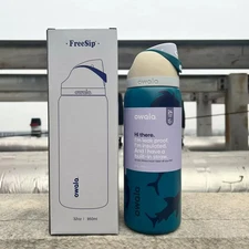 24oz Fin Frenzy Owala FreeSip Water Bottle Exclusive Shark Week Vacuum Cup
