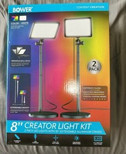 NEW Bower 8  RGB LED Creator Light Kit 2-Pack w/ 32  Extendable Stands