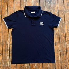 Burberry London Polo Shirt Men  s Large Navy Blue Logo Golf