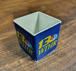 RARE vintage 80s TV News Microphone Flag Cube WTHR 13