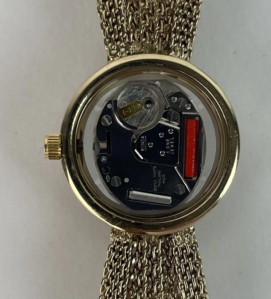 VTG 80s Gold Tone Anne Klein Diamond Women Hidden Dial Peek A Boo Watch UNTESTED - Image 3 of 4